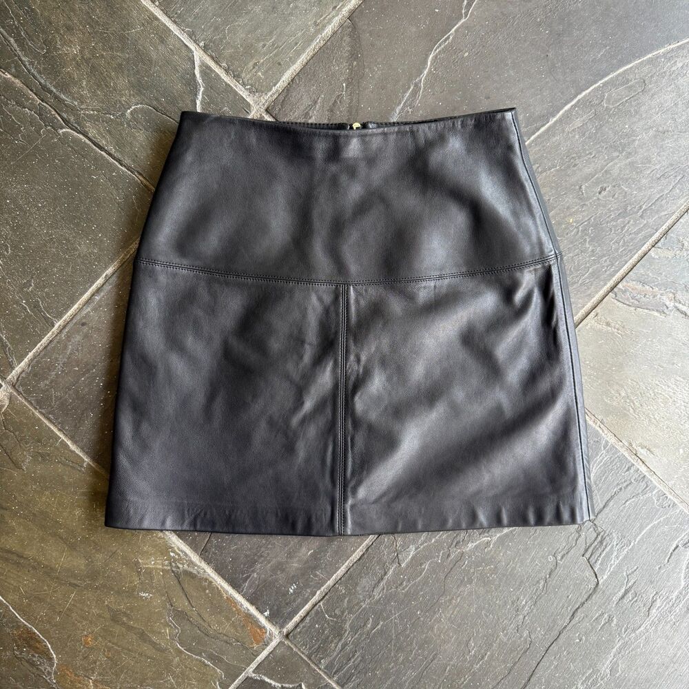 Ted Baker Black 100% Ovine Leather Skirt Size 1